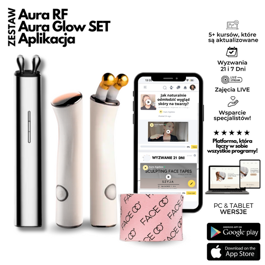 Aura RF + Aura Glow SET + Face Tapes + Aplikacja